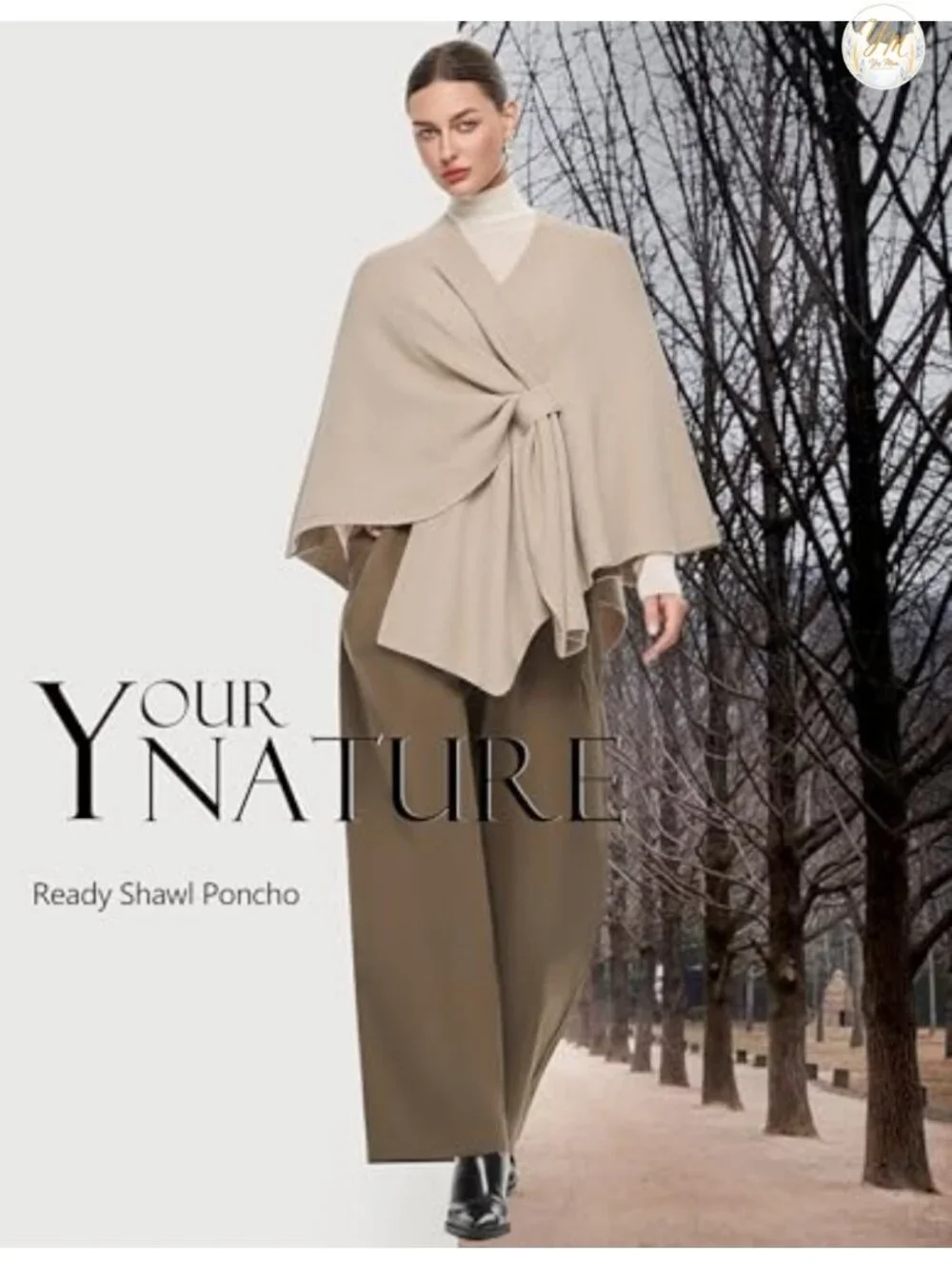 Elegant Shawl Wrap Open Front Poncho Sweater